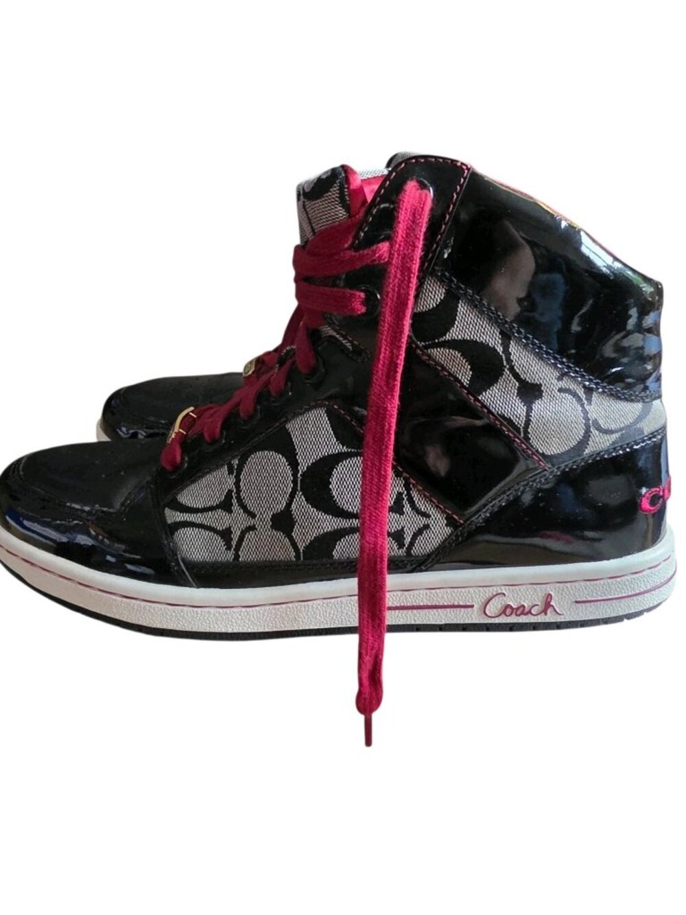Coach Norra High Top Sneakers Size 9M Black Red Y2K With Original Box